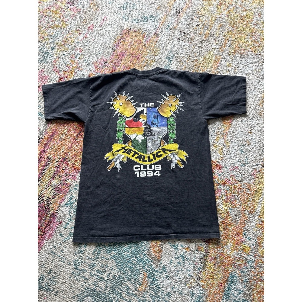1994 Metallica‎ Club Graphic T-Shirt Faded Black Single Stitch Men's Size XL